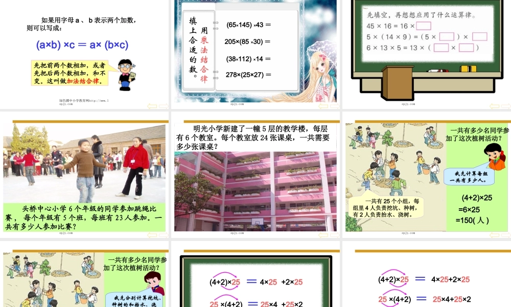 人教版四年级数学下册《乘法运算定律》PPT课件