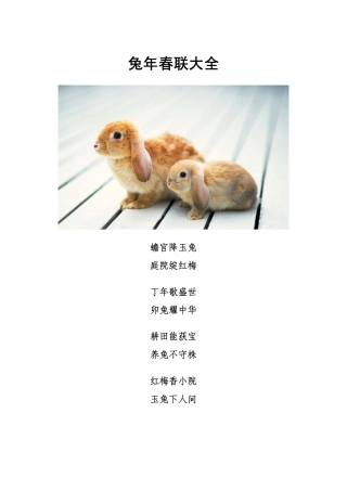 2011年兔年春联大全(最新)