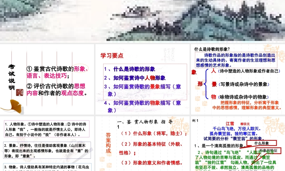 2015高考语文(全国通用)总复习-课件：《鉴赏诗歌形象》(共25张PPT)