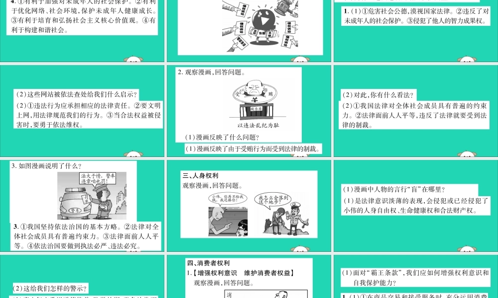 宁夏中考道德与法治考点复习 第一篇 解题技巧 题型突破 题型六 漫画题专项训练课件