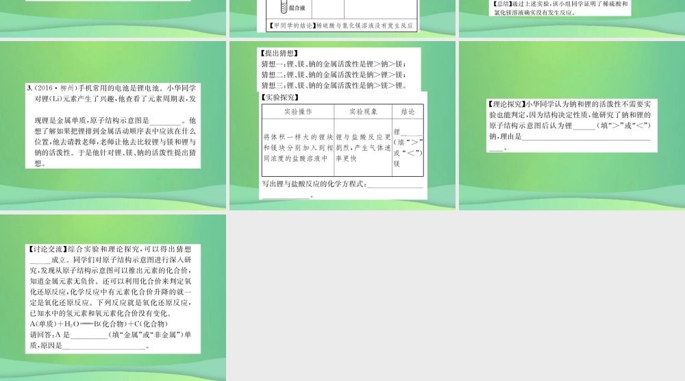 中考化学总复习 中考6大题型轻松搞定 题型复习(四)实验探究题之五 其他探究课件