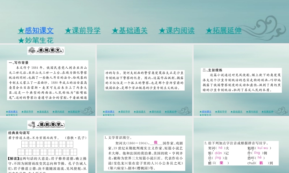 九年级语文下册 第二单元 6(变色龙)巩固训练课件 新人教版 课件