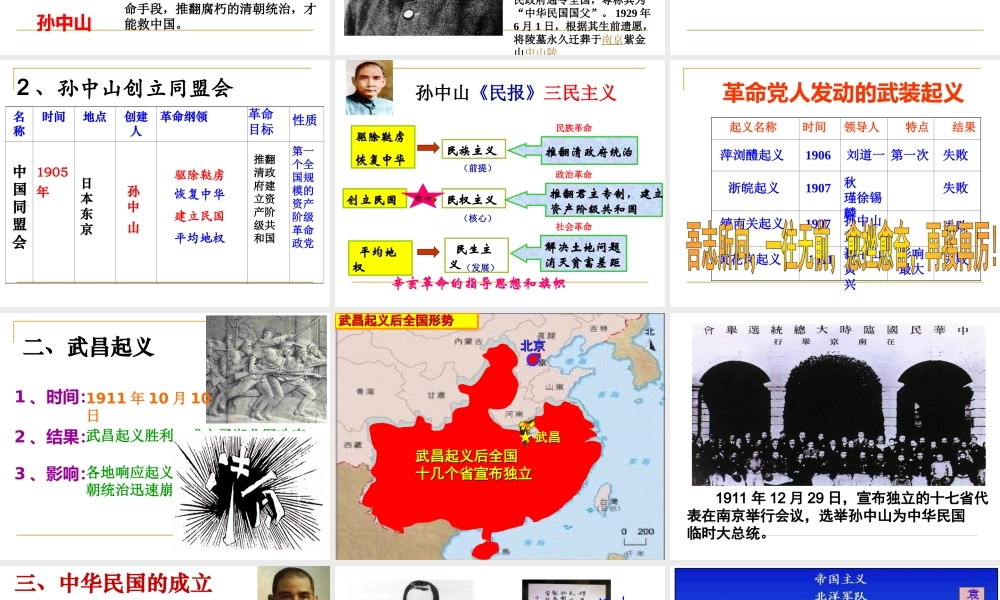 初中二年级历史上册第二单元-近代化的艰难起步第8课-辛亥革命第一课时课件