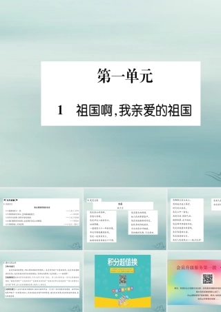 九年级语文下册 第一单元 1(祖国啊，我亲爱的祖国)文段积累课件 新人教版 课件