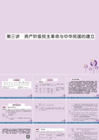 中考历史总复习 第一编 教材知识速查篇 模块一 中国近代史 第3讲 资产阶九年级民主革命与中华民国的建立(精讲)课件