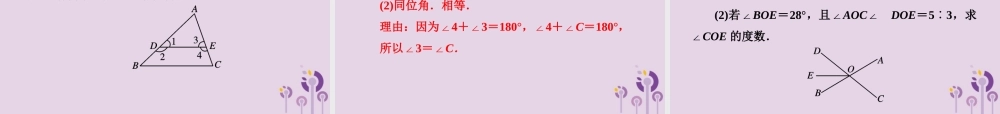 七年级数学下册 第4章(相交线与平行线)4.1 平面上两条直线的位置关系 4.1.2 相交直线所成的角习题课件 (新版)湘教版 课件