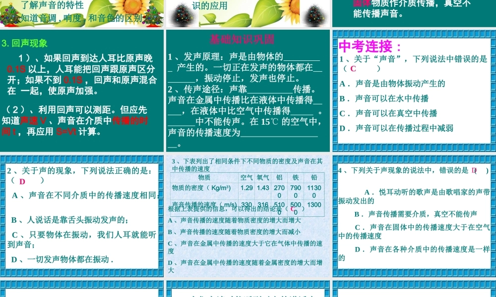 九年级物理声现象复习课件人教版 课件