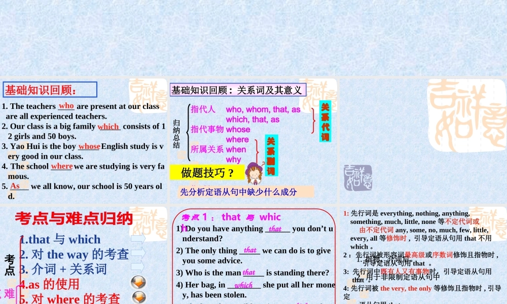 定语从句高三英语第一轮复习课件 新课标 人教版 课件