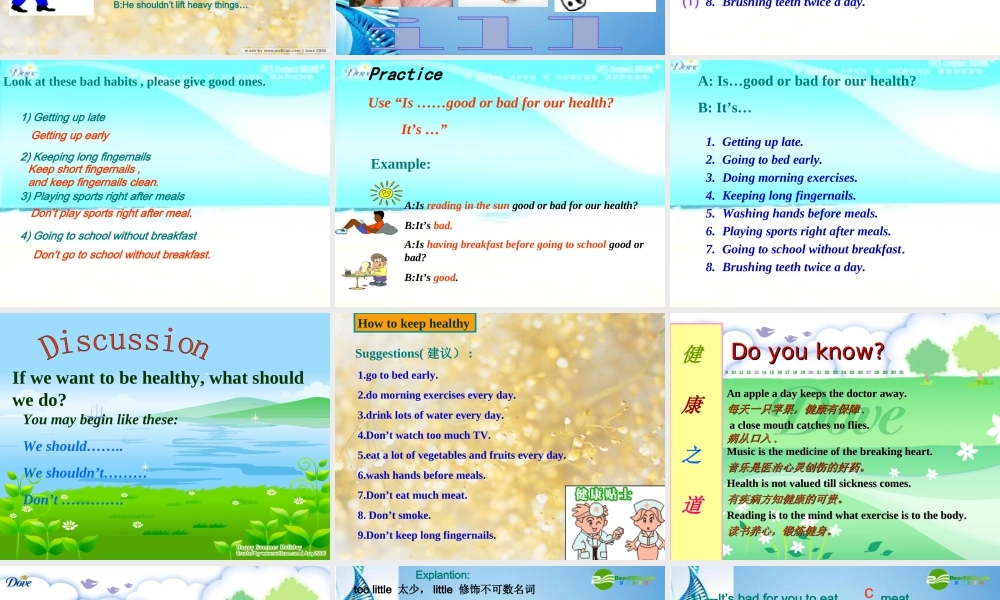 八年级英语上册 Unit 2 Topic 2 I must ask him to give up smoking Section A课件 仁爱版 课件