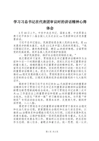 学习习总书记在代表团审议时的讲话精神心得体会