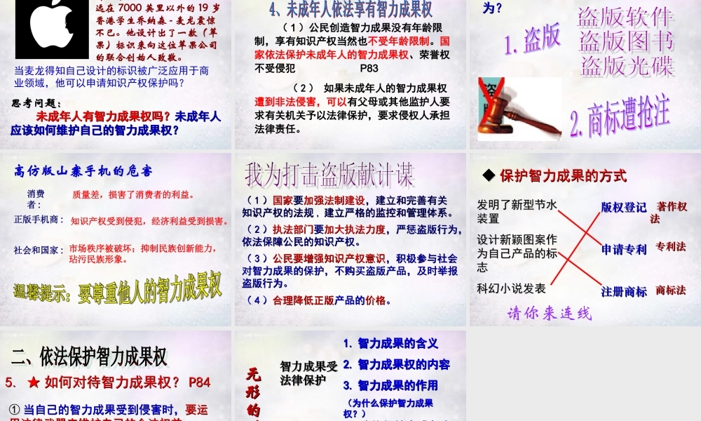 八年级政治下册 第七课 第3框 无形的财产课件2 新人教版 课件