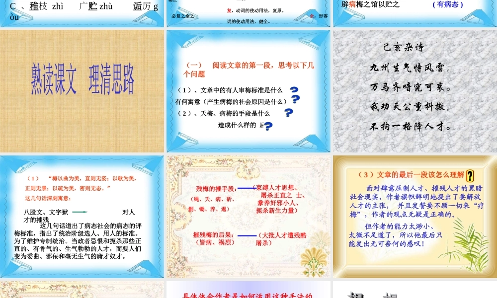 新课标高一语文病梅馆记 龚自珍 课件