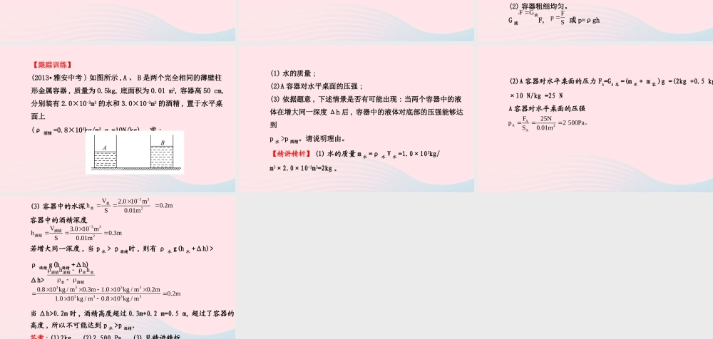 八年级物理下册 阶段专题复习 第九章 压强课件 (新版)新人教版 课件