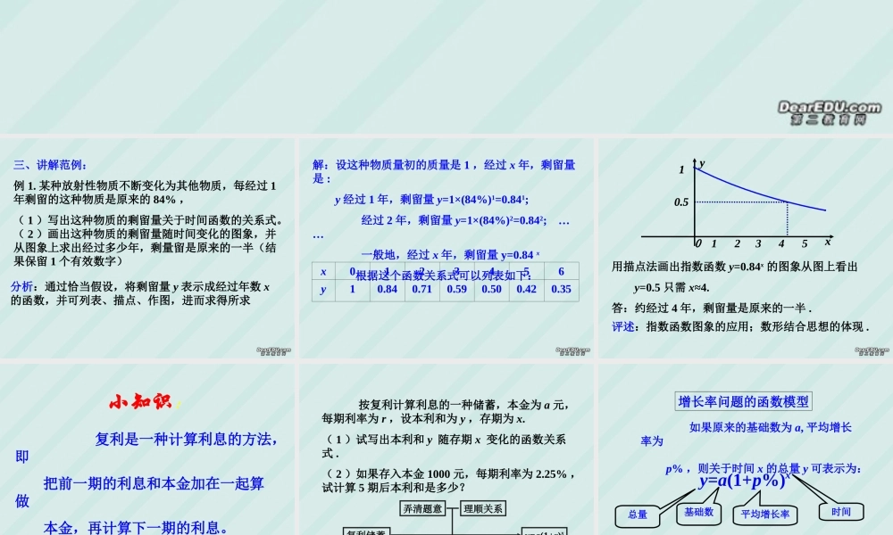 指数函数三应用 高一数学指数与指数函数课件[整理七套]苏教版