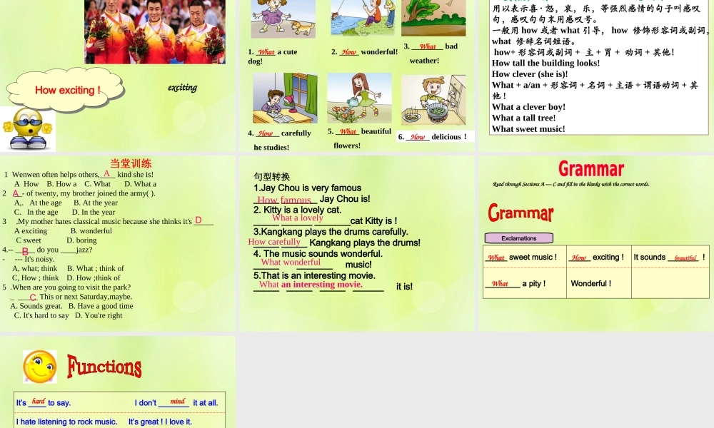 八年级英语上册 Unit 3 Our Hobbies Topic 2 What sweet music Section D课件1 (新版)仁爱版 课件