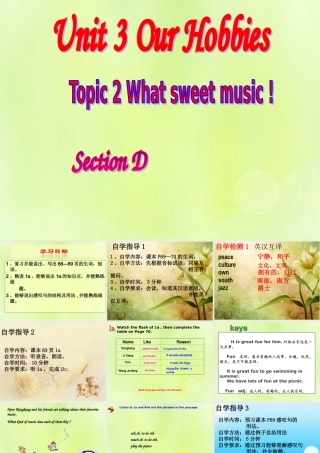 八年级英语上册 Unit 3 Our Hobbies Topic 2 What sweet music Section D课件1 (新版)仁爱版 课件