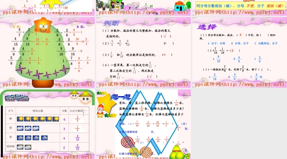 同分母分数加减