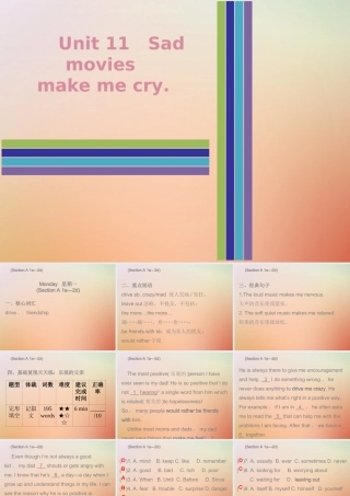 九年级英语全册 Unit 11 Sad movies make me cry Monday复现式周周练课件 (新版)人教新目标版 课件