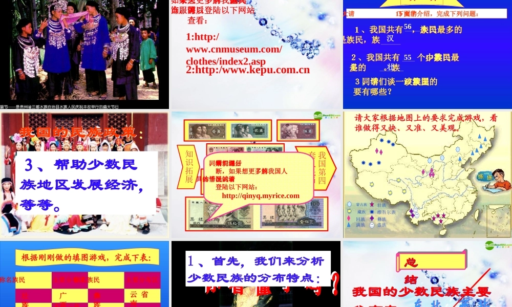 八年级地理上册 第四节中国的民族课件 湘教版 课件