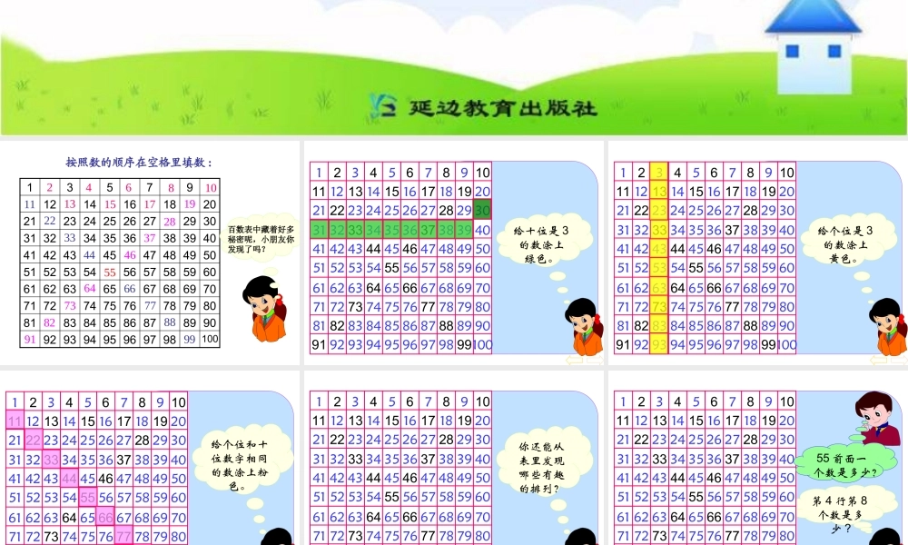 2013人教版一年级下册数学第四单元_数的顺序__比较大小