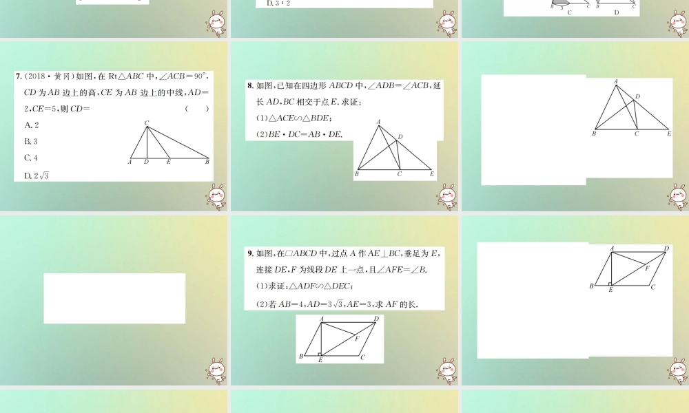 九年级数学下册 第二十七章 相似章末复习(二)习题课件 (新版)新人教版 课件