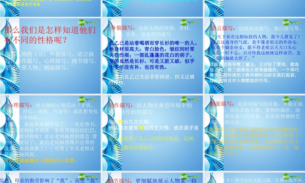 九年级语文上册 (小说阅读指导之小说人物形象分析)教学课件 人教新课标版 课件