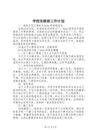 学校实践部工作计划