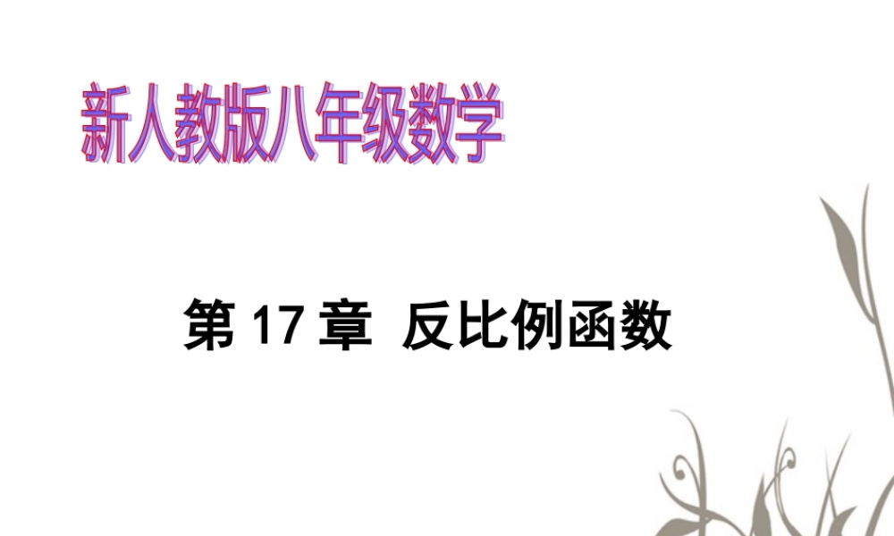 八年级数学下册(17.1.1 反比例函数的意义)课件1 新人教版 课件