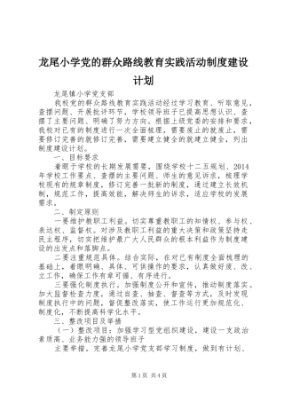 龙尾小学党的群众路线教育实践活动制度建设计划