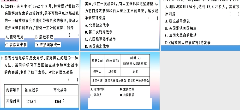 九年级历史下册 第一单元 殖民地人民的反抗与资本主义制度的扩展小结习题课件 新人教版 课件