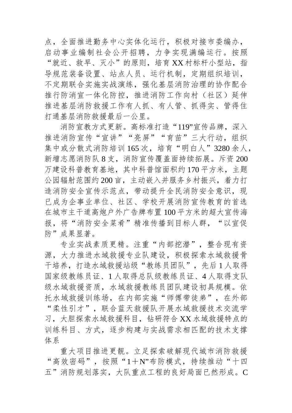 市消防救援大队2024年以来工作情况汇报_第3页