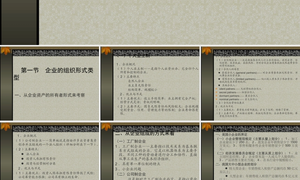企业的组织形式