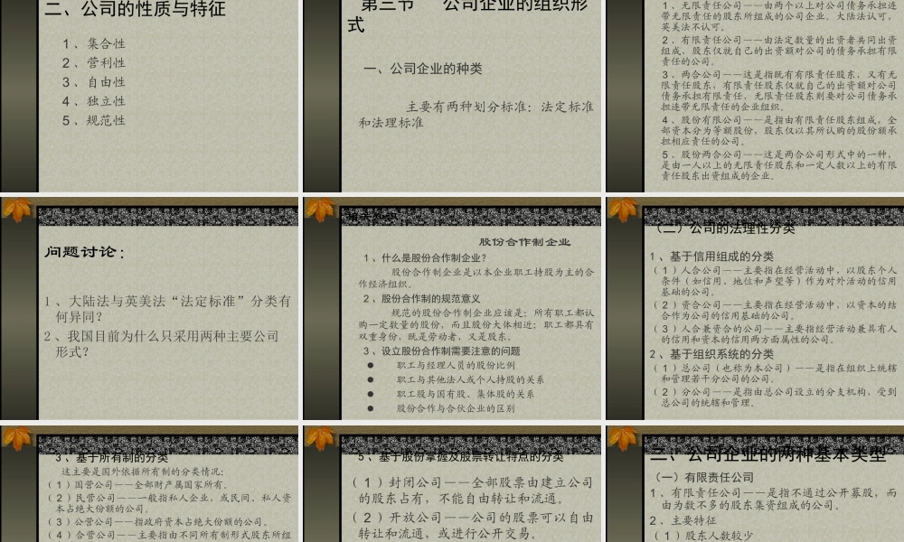 企业的组织形式