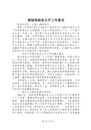 规划局政务公开工作意见