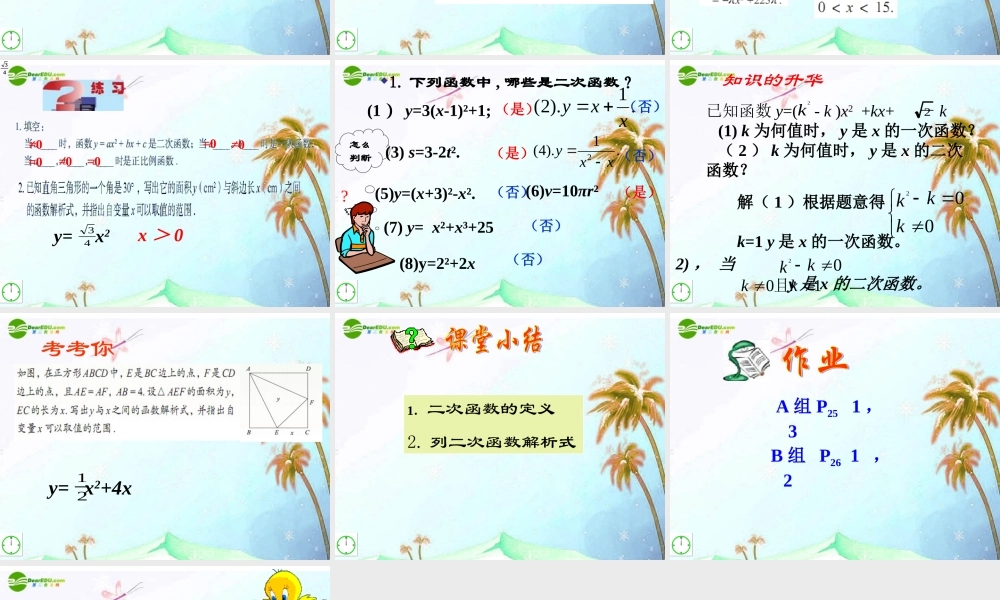 九年级数学上册 54 二次函数课件 青岛版 课件