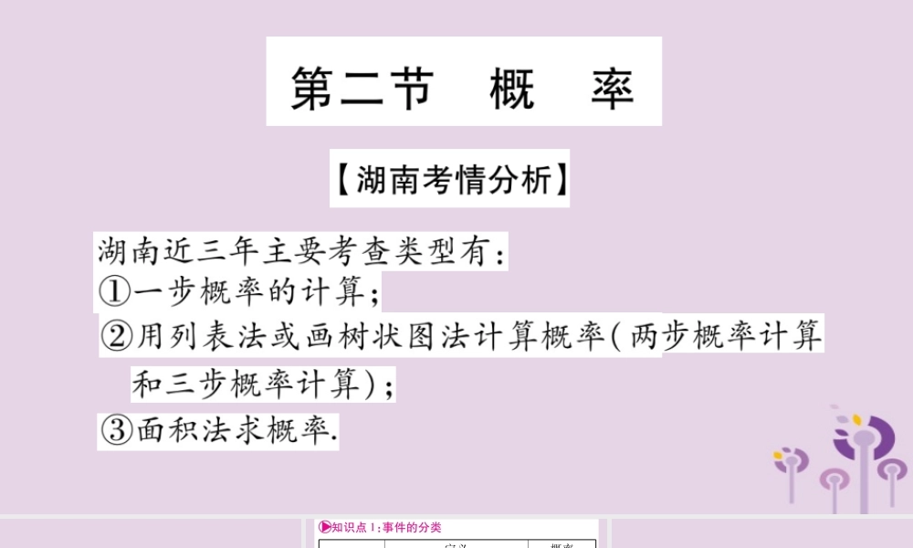 中考数学复习 第一轮 考点系统复习 第8章 统计与概率 第2节 概率导学课件