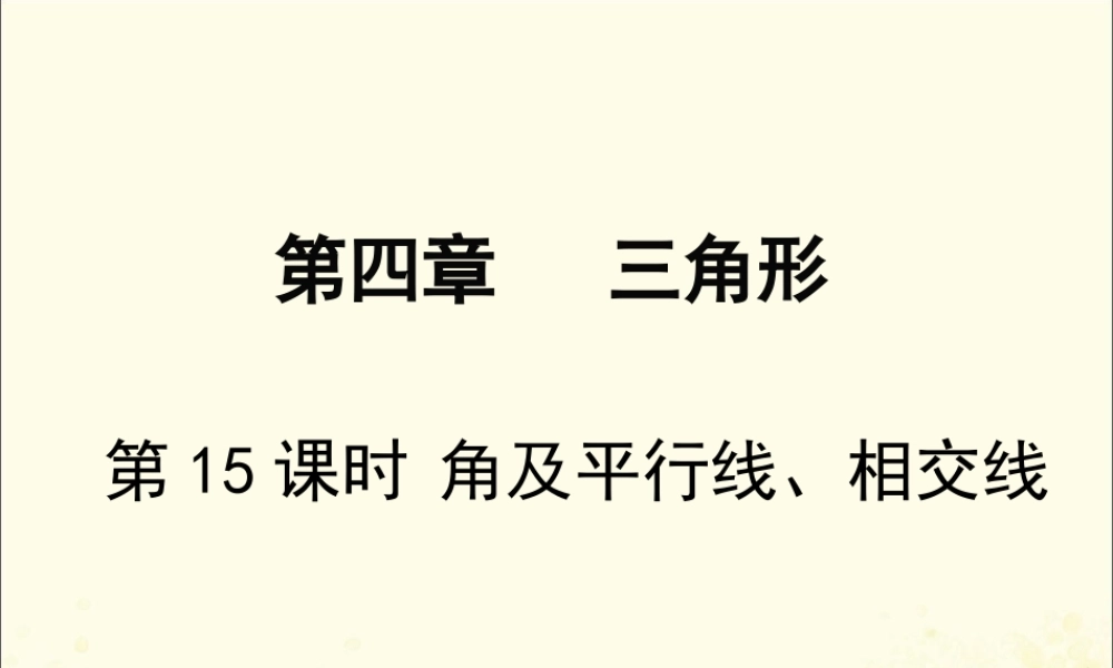 春中考数学复习 第4章 三角形 第15课时 角及平行线、相交线课件