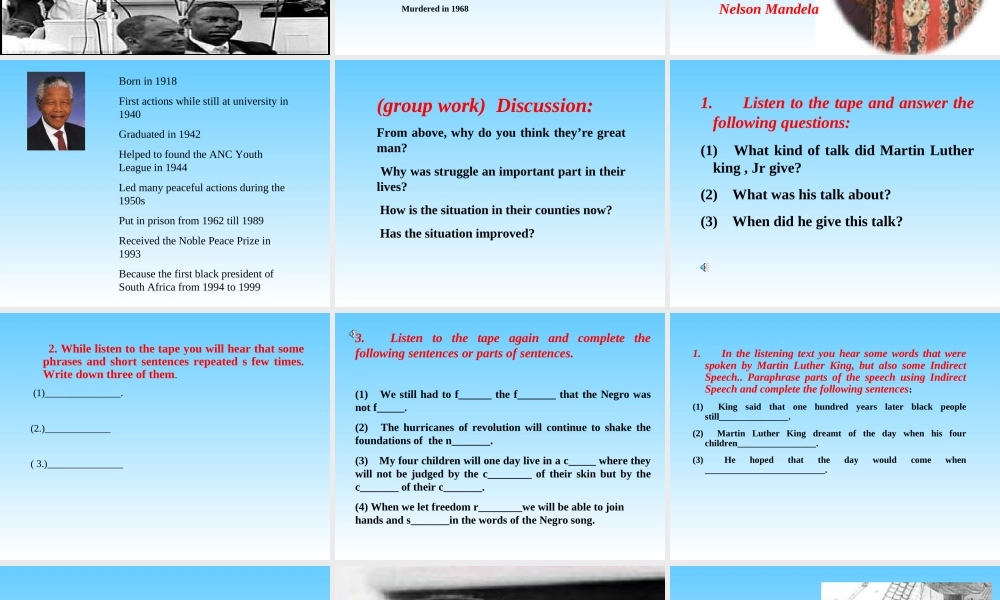 人教版高二英语Unit14 Freedom fighters Whole Unit 课件