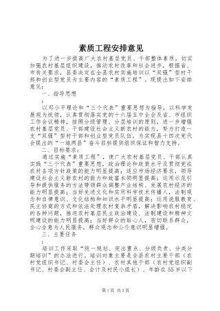 素质工程安排意见