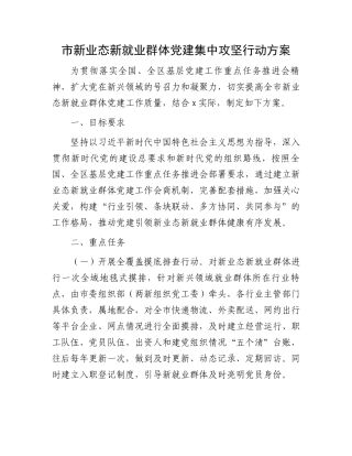 市新业态新就业群体党建集中攻坚行动方案