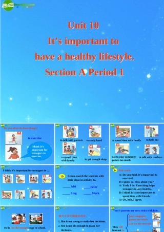 九年级英语 Unit 10 It s important to have a healthy lifestyle Section A Period 1课件 鲁教版 课件