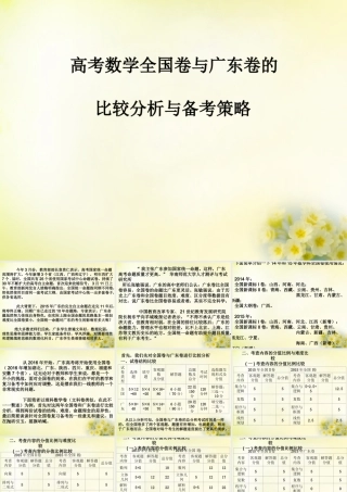 广东省中山市高考数学 备考资料 全国卷与广东卷的比较分析与备考措施课件