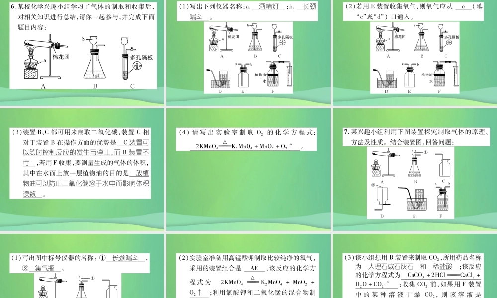中考化学毕业总复习 第2编 重点专题突破篇 专题突破5 常见气体的制取及净化课件