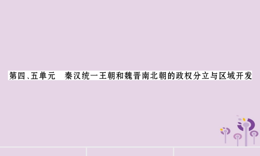 中考历史复习 第一篇 教材系统复习 第1板块 中国古代史 第4、5单元 秦汉统一王朝和魏晋南北朝的政权分立与区域开发(习题)课件