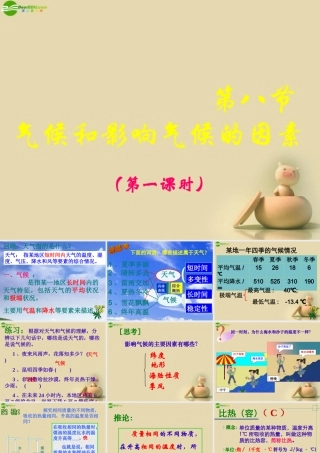 八年级科学上册 2.8 气候和影响气候的因素课件(1) 浙教版 课件