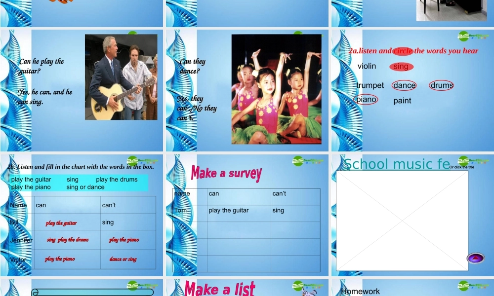 七年级英语上册 Unit 10 Can you play the guitar Section B课件 人教新目标版 课件