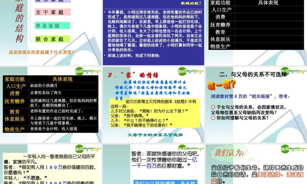 八年级思想品德上册 第一单元第一课爱在屋檐下课件 人教新课标版 课件