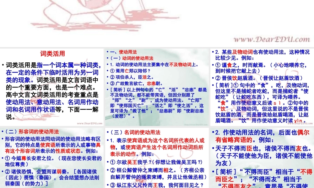 人教版 文言文词类活用专题 试题