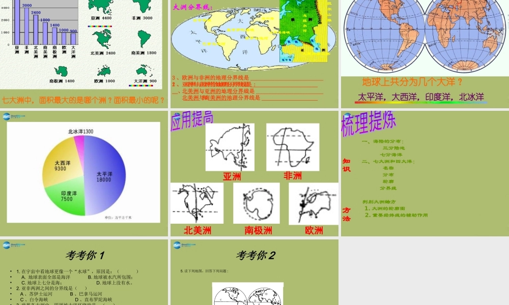 中学七年级地理上册 第三章 第一节 海陆分布课件 商务星球版 课件