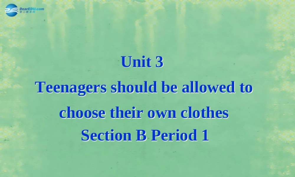 九年级英语全册 Unit 3 Teenagers should be allowed to choose their own clothes Section B1课件 人教新目标版 课件
